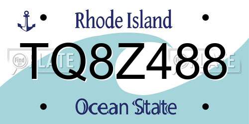 TQ8Z488 Rhode Island License Plate