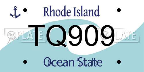 TQ909 Rhode Island License Plate