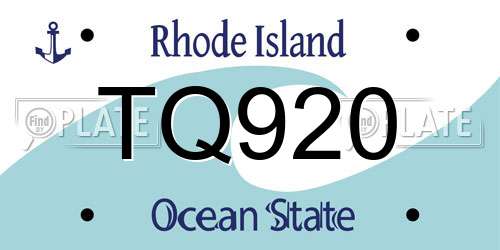 TQ920 Rhode Island License Plate