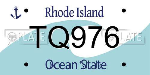 TQ976 Rhode Island License Plate