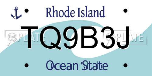 TQ9B3J Rhode Island License Plate