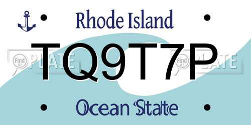 TQ9T7P Rhode Island License Plate