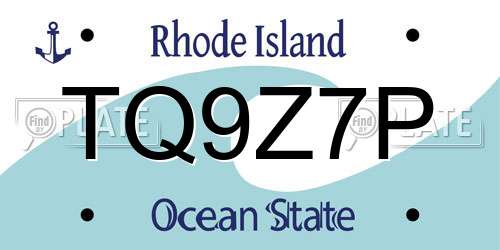 TQ9Z7P Rhode Island License Plate
