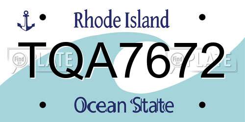 TQA7672 Rhode Island License Plate