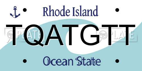 TQATGTT Rhode Island License Plate