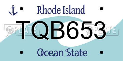 TQB653 Rhode Island License Plate