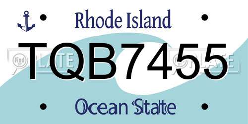 TQB7455 Rhode Island License Plate