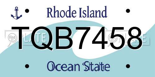 TQB7458 Rhode Island License Plate