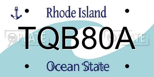 TQB80A Rhode Island License Plate