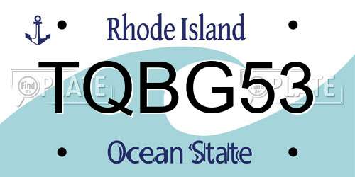 TQBG53 Rhode Island License Plate