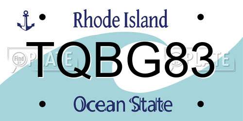 TQBG83 Rhode Island License Plate