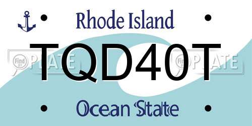 TQD40T Rhode Island License Plate
