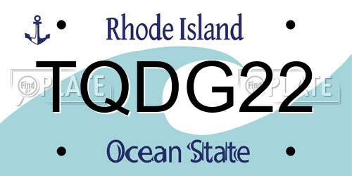 TQDG22 Rhode Island License Plate