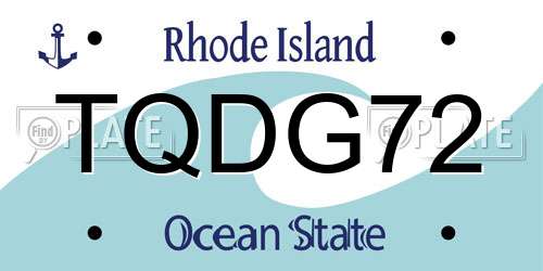 TQDG72 Rhode Island License Plate