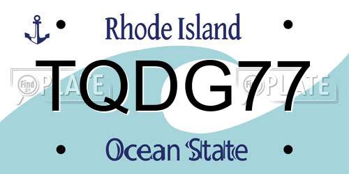 TQDG77 Rhode Island License Plate