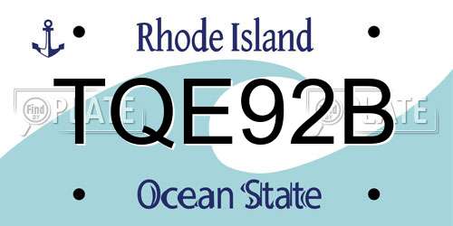 TQE92B Rhode Island License Plate