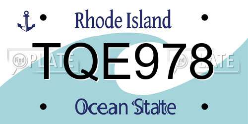 TQE978 Rhode Island License Plate