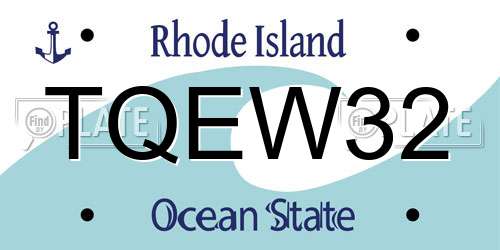 TQEW32 Rhode Island License Plate