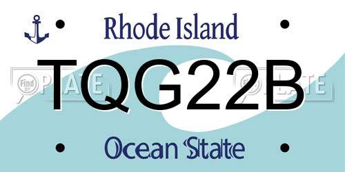 TQG22B Rhode Island License Plate
