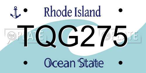 TQG275 Rhode Island License Plate