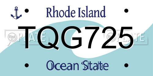 TQG725 Rhode Island License Plate