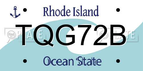 TQG72B Rhode Island License Plate