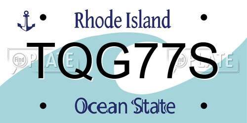 TQG77S Rhode Island License Plate
