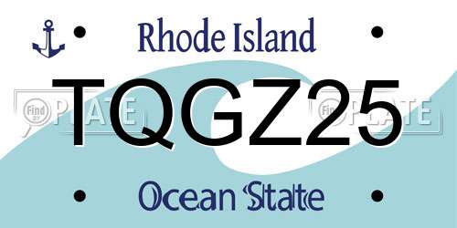 TQGZ25 Rhode Island License Plate