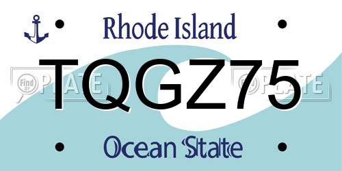 TQGZ75 Rhode Island License Plate