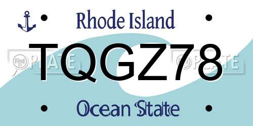 TQGZ78 Rhode Island License Plate