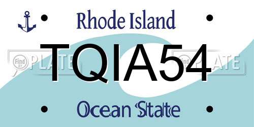 TQIA54 Rhode Island License Plate