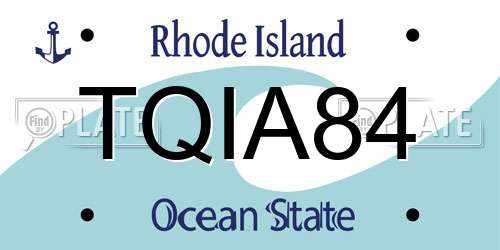 TQIA84 Rhode Island License Plate