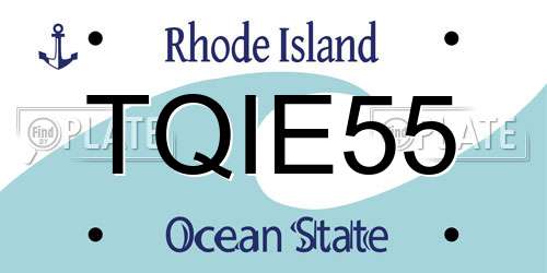 TQIE55 Rhode Island License Plate