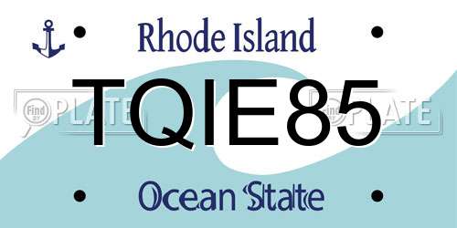 TQIE85 Rhode Island License Plate