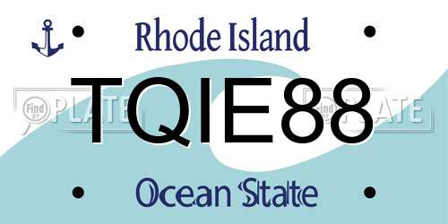 TQIE88 Rhode Island License Plate