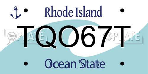 TQO67T Rhode Island License Plate