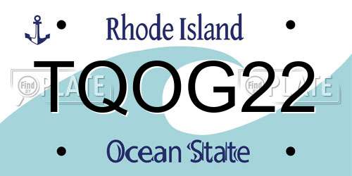 TQOG22 Rhode Island License Plate