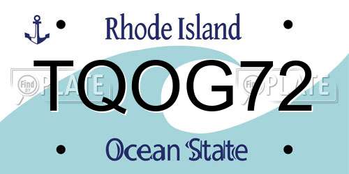 TQOG72 Rhode Island License Plate