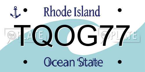 TQOG77 Rhode Island License Plate