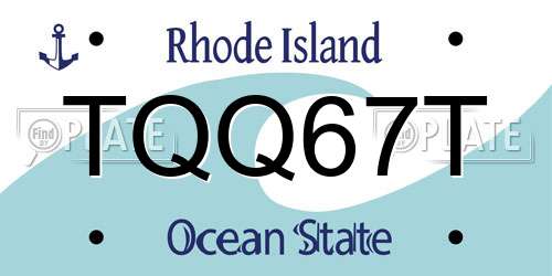 TQQ67T Rhode Island License Plate