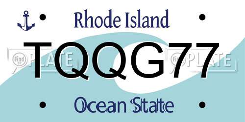 TQQG77 Rhode Island License Plate