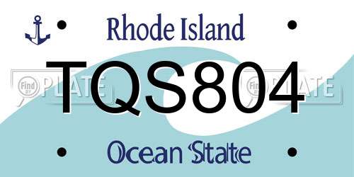 TQS804 Rhode Island License Plate