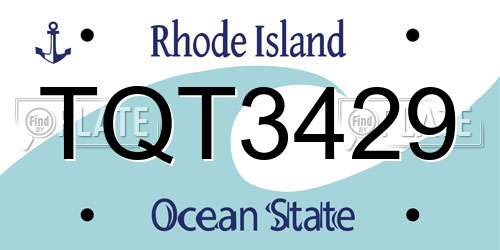 TQT3429 Rhode Island License Plate