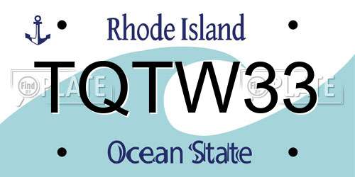 TQTW33 Rhode Island License Plate