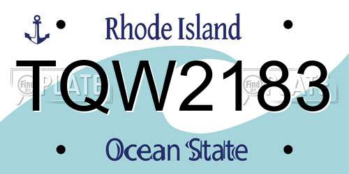 TQW2183 Rhode Island License Plate