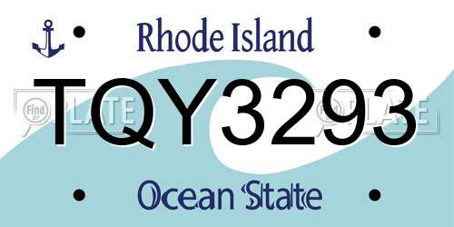 TQY3293 Rhode Island License Plate