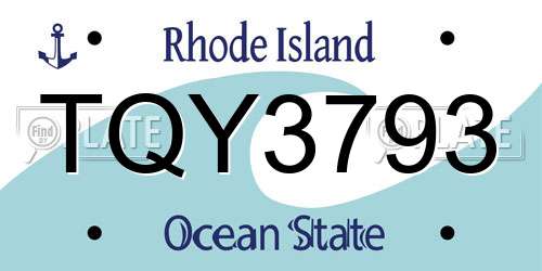 TQY3793 Rhode Island License Plate