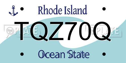 TQZ70Q Rhode Island License Plate