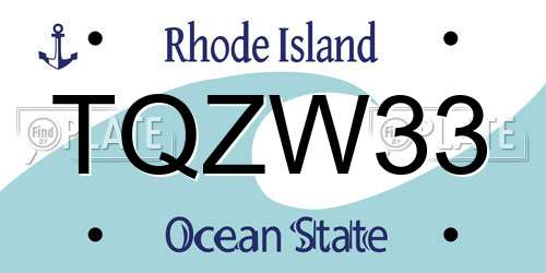 TQZW33 Rhode Island License Plate