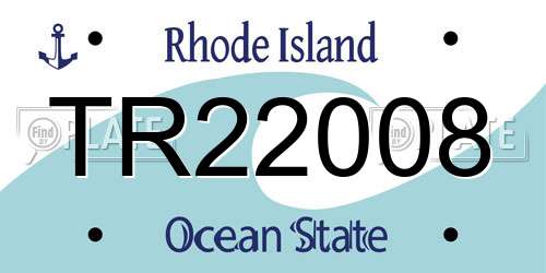 TR22008 Rhode Island License Plate